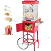 VEVOR Macchina per Popcorn con Carrello, Bollitore in Acciaio Inox da 0,2 kg, 800 W, 48 Tazze per Dose, Stile Cinema, con Controllo a 2 Pulsanti, con Parete in Vetro, 1 Misurino, 3 Cucchiai, Rosso