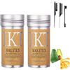 Duoleimi Confezione da 2 bastoncini di cera per capelli - Stick di cera per capelli con spazzola Slick Bun - Stick di cera per capelli, penna per capelli per Sleek e lisciatura - Ingredienti naturali,