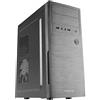 Tacens 2INITIOX, Case per PC ATX Mid-Tower, Ventola Laterale 12 cm, Frontale Alluminio Spazzolato, Acciaio, Nero