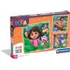 Clementoni - Puzzle per Bambini 3x48 Pezzi Supercolor, 5+ Anni, Illustrazioni Nickelodeon Dora, Idea Regalo, Made in Italy, 21x20,5 cm, 25078