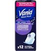 Vania | Asciugamani Igienici Notte (12 pezzi con alette) - Asciugamani più sottili ad assorbimento rapido ad alta tolleranza - Protezione periodica con forma anatomica extra lunga