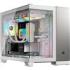 CORSAIR 2500X Small-Tower mATX Case per PC Doppia Camera - Vetro Temperato Panoramico - Compatibile con Scheda Madre a Connessione Inversa - Nessuna Ventola Inclusa - Bianco/Alluminio Grigio Satinato