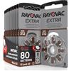 Udivita 80 Batterie Per Apparecchi Acustici Auricolari Rayovac Extra Misura 312 PR41 (Marroni) - 10 Blister da 8 Pile