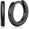 Silvora Orecchini Cerchio Uomo Donna Argento 925, 8mm Orecchini Uomo Nero, Orecchino a Cerchio Piccolo Donna Brillante, Idee Regalo per Compleanno Anniversario Natale
