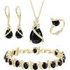 Clearine Set di Gioielli per Donne Argento Placcato Goccia Zirconia cubica Collana Aperta Anello Regolabile Orecchini Bracciale per Matrimonio/Anniversario/Festa della Mamma