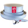 Lagostina Ingenio Pastel, Set di Padelle Antiaderenti 4 Pezzi con Manico Rimovibile, Compatibili con Induzione e Forno, Design Salvaspazio, Colore Brezza