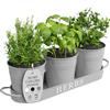 Barnyard Designs Set di fioriere da giardino per erbe aromatiche da interno con vassoio, vasi in metallo per davanzale con drenaggio, per piante da esterno o interno, grigio, set/3