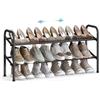 SONGMICS Scarpiera Espandibile, Scaffale Porta Scarpe in Metallo a 2 Ripiani, Organizzatore per Scarpe Regolabile, per Corridoio, Armadio, Entrata, Montaggio Facile, Nero Inchiostro LMR029B01