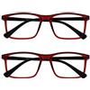 OPULIZE Ink 2 Pacco Occhiali Da Lettura Grande Buio Rosso Uomo Donna Cerniere Molla RR4-Z +1,00