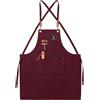 FunChaos Rosso Grembiuli in Tela, Lavoro Grembiuli per Uomini e Donne, Regolabile Grembiule da Cuoco con 3 Tasche, Grembiule per Servire Cucina, Cottura, Pittura, Artista, Croce Posteriore