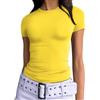Cuptacc Maglietta Donna Estate Stile Skims Basic Ragazze Casual Manica Corta Aderente Giallo Taglia XL