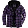 SwissWell Camicia Boscaiolo Uomo Giacca Flanella a Quadri Spessi Fodera di Peluche Felpa Cappuccio Foderata Casual Uomo Felpa con Cappuccio in pile Giacca Invernale con Tasca(Viola-L)