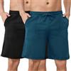 Aseniza Pantaloncini Uomo 2 Pezzi Estivi Set 2 Pantaloncini Tuta Uomo Cotone Pantaloni Corti Sportivi Shorts Bermuda Casual Larghi Jogging Nero+Blu XL