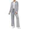 Terecey Tuta Donna Completa 2 Pezzi Tute Sportive Completa Tuta Invernale Elegante Tuta de Ginnastica Tuta Felpata Casual Abbigliamento per Jogging Correre Fitness Grigio XL