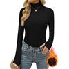 Terecey Intimo Termico Donna a Collo Alto Dolcevita Cotone a Manica Lunga Maglia Intima Leggero Maglia Termica da Donna Traspirante Invernale Basic Top con Asole per i Pollici S-XXL