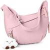 Aucuu Borsa a Tracolla Spalla, Borsa a Tracolla Mezzaluna da Donna, Borse a Spalla in Velluto a Coste con Pendente, Messenger Crossbody Bag per Shopping Viaggio