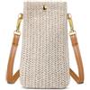 Aucuu Borsa Porta Cellulare da Donna, Mini Tracolla in Paglia, Borsa a Spalla per Spiaggia, Shopping e Viaggio con Cinghie Staccabili