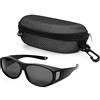 BEZZEE PRO Occhiali da Sole Polarizzati con Custodia - Occhiali Polarizzati Protezione Solare Antiriflesso UV400 - Sovraocchiali da Sole - Occhiali da Sole da Donna e Uomo per Bicicletta e Escursioni