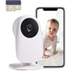 nooie [Esclusiva Amazon] Nooie 2K Baby Monitor con Micro SD Card, Visione Notturna Rilevazione di Movimento e Suono 2.4G WiFi, per Baby Nanny Anziani e Monitoraggio Animali Domestici, Funziona con Alexa