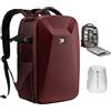 K&F CONCEPT zaino fotografico, guscio rigido antiurto scomparto per laptop da 15.6" borsa fotografica grande professionale Con copertura impermeabile per DSLR/SLR/Mirrorless,Borgogna