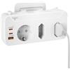 QAKALN Presa Multipla USB,Adattatore Multipresa Salvaspazio 3 Posti 1 Schuko 2 Prese Euro,Ciabatta Multipresa con interruttore,Tripla Prese Elettriche Protezione Sovratensione,Tedesca Spina Rotante,Bianco