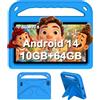 DMOAO Tablet Bambini 7 Pollici, Tablet Android 14 con 5G Wi-Fi 6, 10GB RAM+64GB ROM(TF 1TB), Controllo Parentale, Widevine L1, Octa-Core, 3500mAh, BT 5.0,per Bambini con EVA Caso, Blu