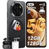 Blackview Shark 6 Smartphone 5G, Telefono Cellulare 6.88'' HD 120Hz, Android 15, Unisoc T8100, 12GB+128GB/2TB TF, 5000mAh, 16MP+8MP, 5G Dual SIM/OTG/NFC/Face ID/Fingerprint