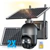 Xega【2 Pannelli Solari】3G/4G LTE Telecamera Solare Esterno con SIM Scheda 2K HD PTZ Telecamere Senza Fili con Pannello Solare Batterie Visione Notturna Rilevamento del Movimento Audio Bidirezionale