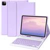 aMZCaSE Custodia con tastiera per iPad Air 5 e 4 Gen 10.9" 2022/2020,Pro 11" Custodia con tastiera 1/2/3/4 Gen,Tastiera Bluetooth Staccabile con Supporto per iPad Air 11" M2 e M3 2024/2025(Viola)