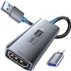 Fulfalic Scheda di acquisizione video, scheda di acquisizione 4K HDMI a USB 3.0, Scheda di acquisizione audio video 1080P 60FPS, per insegnamento, trasmissione, giochi, streaming, videoconferenze