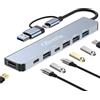 Oliveria Adattatore USB C Hub 3.0, 7 in 2 USB Hub 3.0 multiporta con USB 3.0, porte USB 2.0, distributore USB, hub USB tipo C per MacBook Air/Pro, Galaxy, iPad, Windows, laptop, desktop, PS4/PS5, ecc