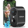Xega 4G LTE Telecamera Esterna Interna con SIM Scheda, 2K HD Telecamere Sorveglianz Senza Fili Vrilevamento del Movimento PIR, Visione Notturna a Colori, Audio a 2 vie, TF/Cloud, IP65, No Wi-Fi