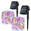 BrizLabs [2 Pezzi] Catena Luminosa Solare, BrizLabs 12m 120 LED Stringa Luci Natale Solari Impermeabile Luci Decorative da Interni e Esterni per Giardino Patio Albero Festa Halloween Matrimonio, Colorate