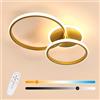 Comely Plafoniera LED Soffitto Dimmerabile, 42W Lampada da Soffitto con Telecomando 3000K-6500K, Rotondo Lampadario LED Moderna per Camera da Letto, Cucina, Soggiorno, Oro