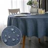 Yeahshion Tovaglia Rotonda Antimacchia Blu Φ120cm, Tovaglia Impermeabile Effetto Lino Poliestere per Protezione Tavolo, Sala da Pranzo, Ristorante (Blu, Φ120cm)