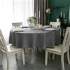 Yeahshion Tovaglia Rotonda Antimacchia Grigio Scuro Φ120cm, Tovaglia Impermeabile Effetto Lino Poliestere per Protezione Tavolo, Sala da Pranzo, Ristorante (Grigio Scuro, Φ120cm)