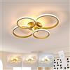 DELIPOP Plafoniera LED Soffitto Dimmerabile, 39W 4500LM Lampada da Soffitto Moderna con Telecomando 3000K-6500K, Oro Lampadario Camera da Letto per Soggiorno Sala da Pranzo Hotel Cucina
