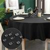 Yeahshion Tovaglia Rotonda Antimacchia Nero Φ120cm, Tovaglia Impermeabile Effetto Lino Poliestere per Protezione Tavolo, Sala da Pranzo, Ristorante (Nero, Φ120cm)