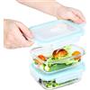 ERUIV-Contenitore Vetro Con Coperchio-2 pezzi(2 contenitori e 2 coperchi,640 ml ciascuno,In omaggio regalo 1 spugna per la pulizia) Senza BPA impilabile Frigoverre Contenitori In Vetro Per Alimenti