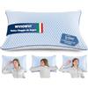 WVIOWVI Cuscino Letto, Cuscino Memory Foam, Guanciale Refrigerante Cuscino Cervicale Cuscino Viene Fornito Con federa Lavabile e Sacco Imbottito Regolabile (Blu e Grigio, 50x70)