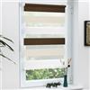 Grandekor Tende a Rullo per Interni Doppio Strato 60l x 120A cm (Tessuto 56 cm) Bianco-marroncino del riso Tenda a Rullo Facile Installazione- Ideale per Soggiorno Ufficio Trasparente & Oscurate
