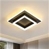 DELIPOP Plafoniera LED Soffitto Quadrata Moderno, 30W 3375LM Lampada da Soffitto a LED Acrilico Creativo, Lampadario Nera per Camera da Letto Cucina Bagno Corridoio, Luce Bianco Caldo 3000K