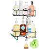 SUMAITech Mensole Doccia 2 Pezzi, Senza Foratura, con 4 Ganci Removibili, Impermeabile Antiruggine, Organizer Bagno Adesivo, Nero (nero 2 Pezzo, 1 Set)
