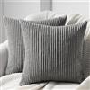 Topfinel Set di 2 Copricuscini 30x30 Grigio scuro a coste con motivo a righe Copricuscini decorativi Cuscini per divano Cuscini per il collo Cuscini per il divano Cuscini decorativi per il