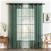 MIULEE Tende Trasparenti per Camera da Letto in Voile con Occhielli Morbidi Finestre e per Salotto Eleganti Soggiorno 2 Pannelli 140X145CM Verde Scuro