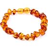 SilverAmber Jewellery Cavigliera in ambra baltica grezza o lucidata, realizzata a mano, 100% vera ambra - qualità premium - cognac, mix, limone, miele, ciliegia o ombre - dimensioni 12 - 27 cm, 21 cm,