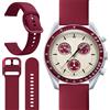 Miimall Cinturino per OMEGA × Swatch Bioceramic MoonSwatch, Cinghia in Silicone Flessibile per Uomini e Donne, Sottile Band di Sostituzione Elastica per OMEGA Bioceramic MoonSwatch, Rosso Scuro