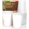 Baciato Caffè 100 Bicchieri in Carta 200ml Biodegradabili Ecologici Monouso Colore Bianco Made in Italy per Asporto Bevande Calde o Fredde e Acqua - Prodotto e Confezionato in Italia