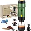 ICARE Caffettiera Portatile, Macchina Caffè Espresso 3-in-1, 20BAR Pressione, 92°C Estrazione, Batteria 7500mAh, Ricarica USB/Auto, Macchina Caffe Portatile per Capsule e Caffè Macinato (Verde)