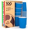Baciato Caffè 100 Bicchieri in Carta 200ml Ecologici Biodegradabili Monouso Made in Italy Asporto Bevande Calde Acqua Colorati BLU - Prodotto e Confezionato in Italia
